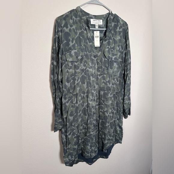 NWT Cloth & Stone for Anthropologie Gray Camouflage Long Sleeve Dress size small - Picture 4 of 8